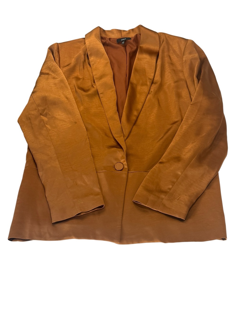 DREW Rust Satin Single-Button Shawl Collar Blazer Size Large Womens